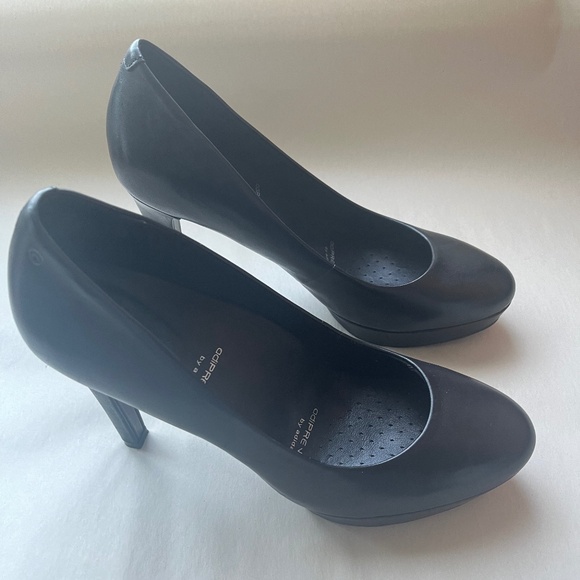 Rockport Adidas Adiprene Black Leather Janae Platform Stiletto Heels Pumps 7.5 - Picture 4 of 12